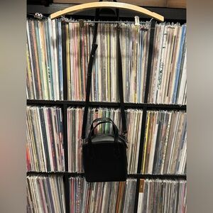 French Connection Sleek Mini Lula Recycled Leather Crossbody Black Bag